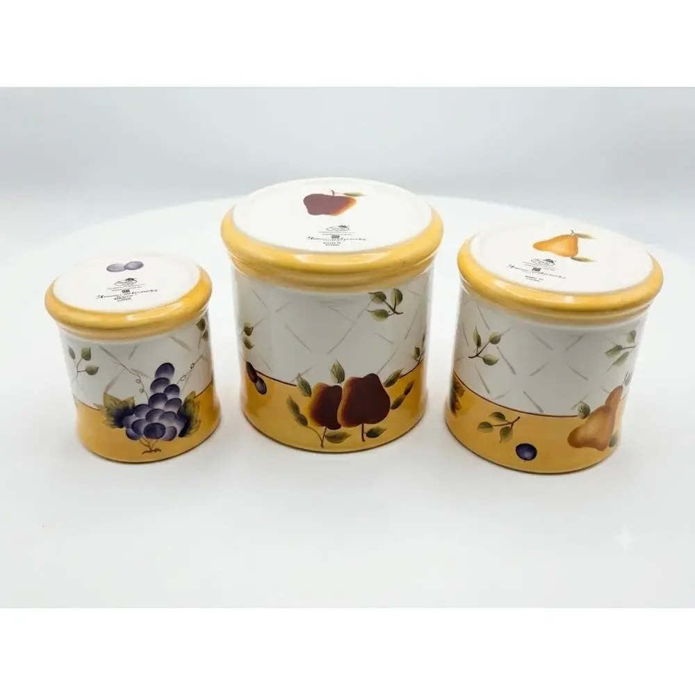 Vintage Home Interiors Sonoma Villa Handpainted Ceramic Canister - Set of 3